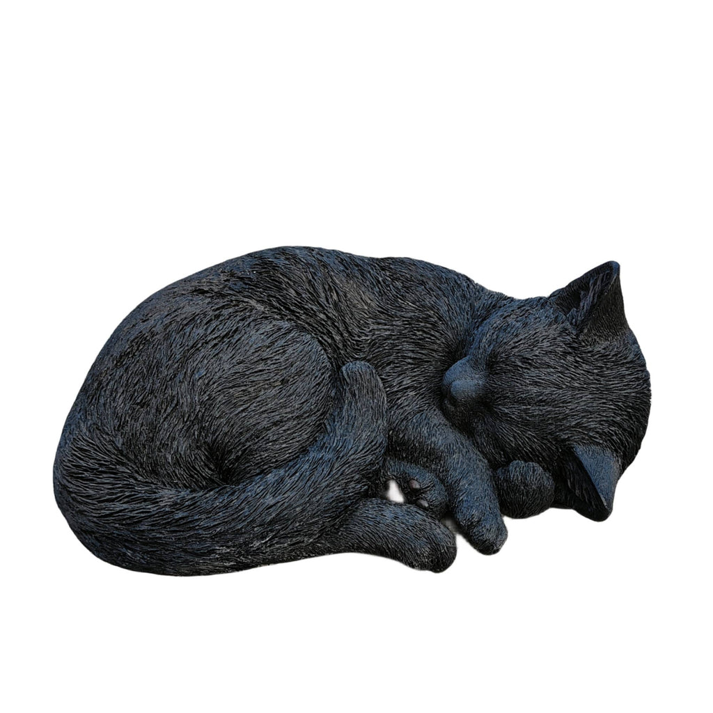 Black Polyresin Sleeping Cat Figurine