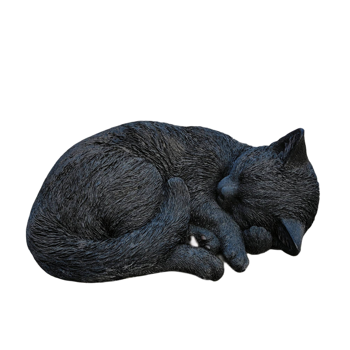 Black Polyresin Sleeping Cat Figurine