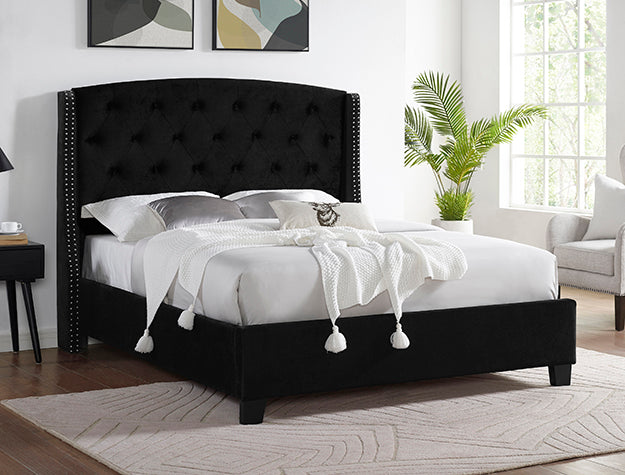 Black velvet bed