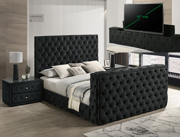 Lift tv bed frame black