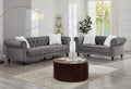 Gray Velvet Chesterfield 2pc Sofa Set