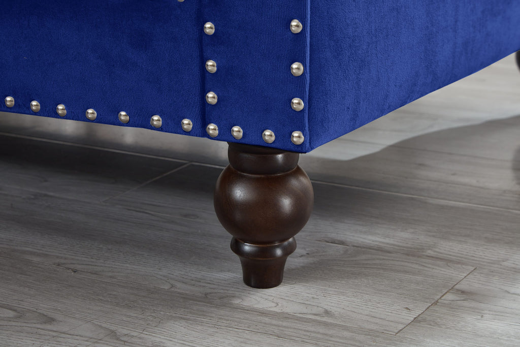 Brooke Navy Blue Velvet Chesterfield Chair