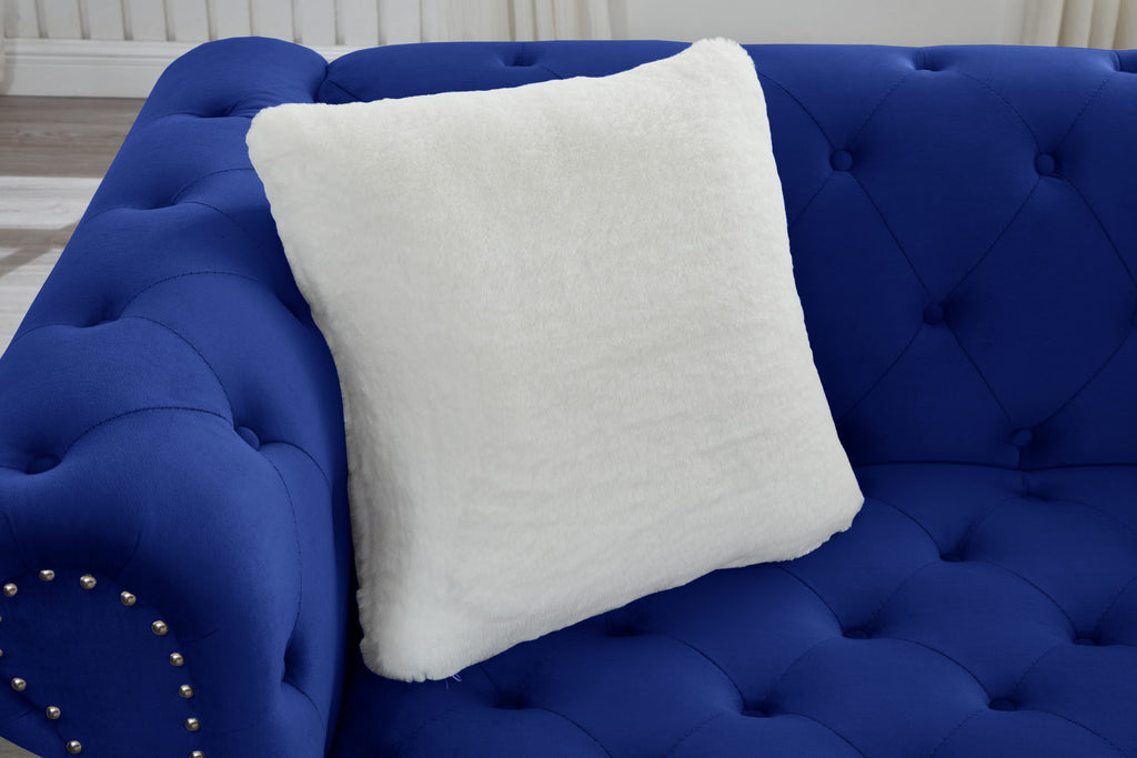 Navy Blue Velvet Chesterfield 2pc Sofa Set