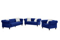 Navy Blue Velvet Chesterfield 2pc Sofa Set
