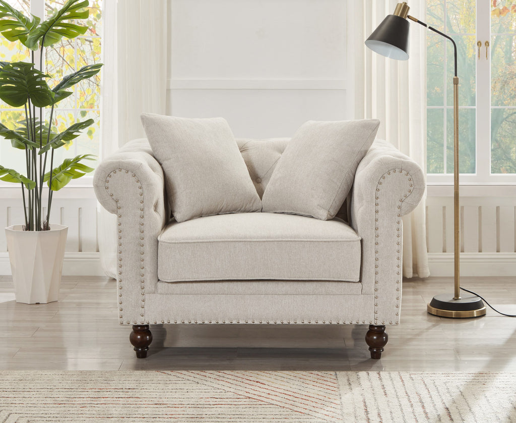 Thomas Beige Chesterfield Chair