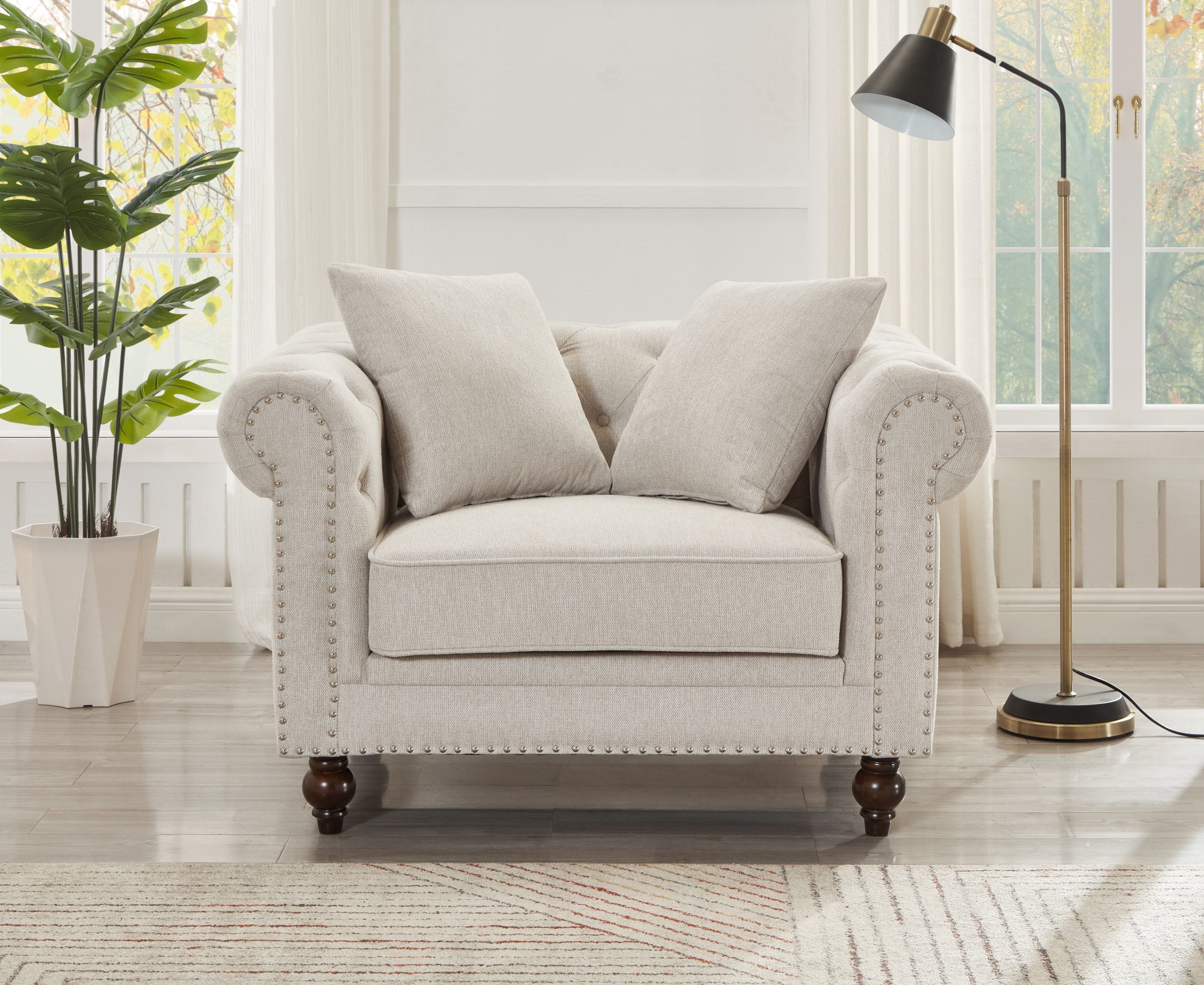 Thomas Beige Chesterfield Chair