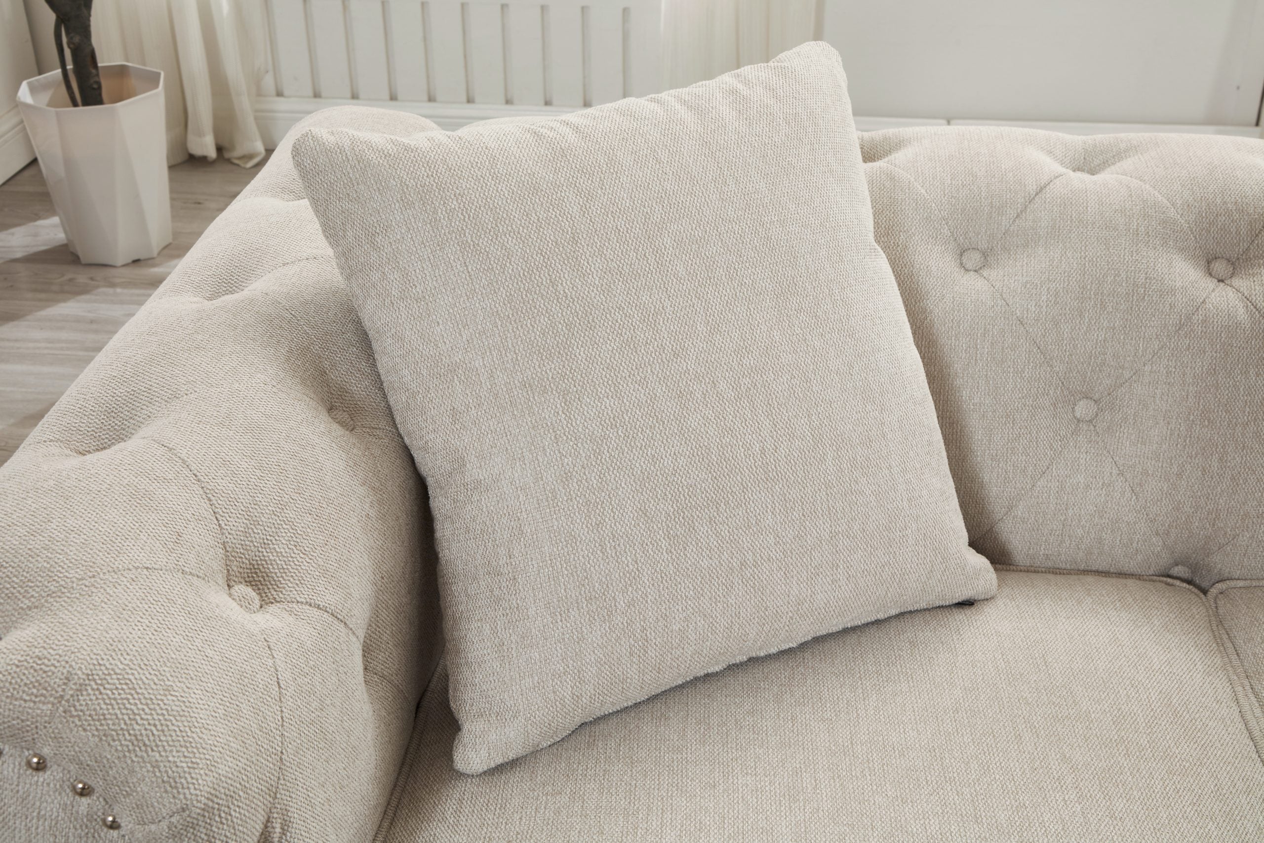 Thomas Beige Chesterfield 2pc Sofa Set