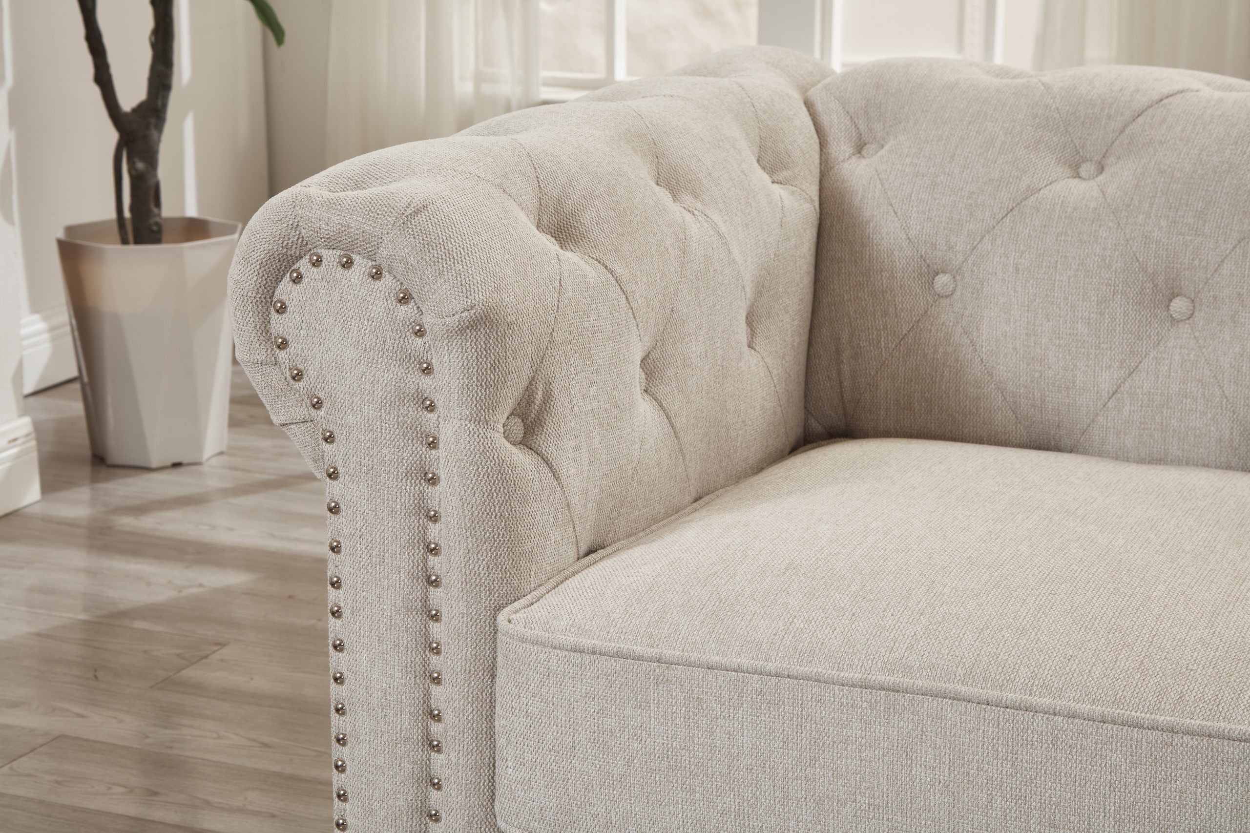 Thomas Beige Chesterfield Chair