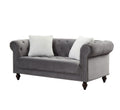 Brooke Gray Velvet Chesterfield Loveseat