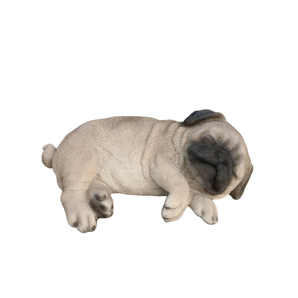 Cozy Brown Polyresin Sleeping Pug Figurine