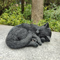 Black Polyresin Sleeping Cat Figurine