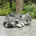 Grey and White Polyresin Sleeping Cat Figurine
