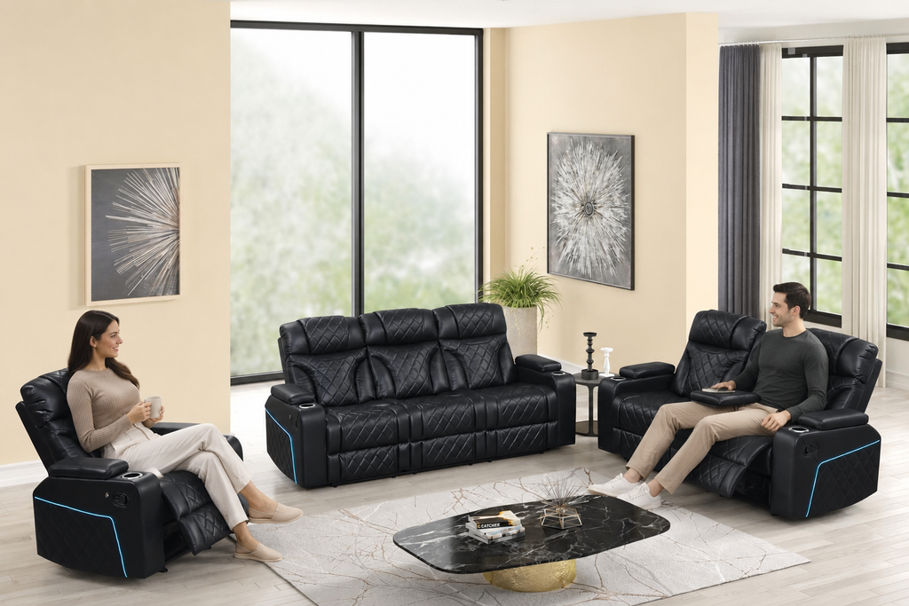 STERLING BLACK SOFA AND LOVESEAT