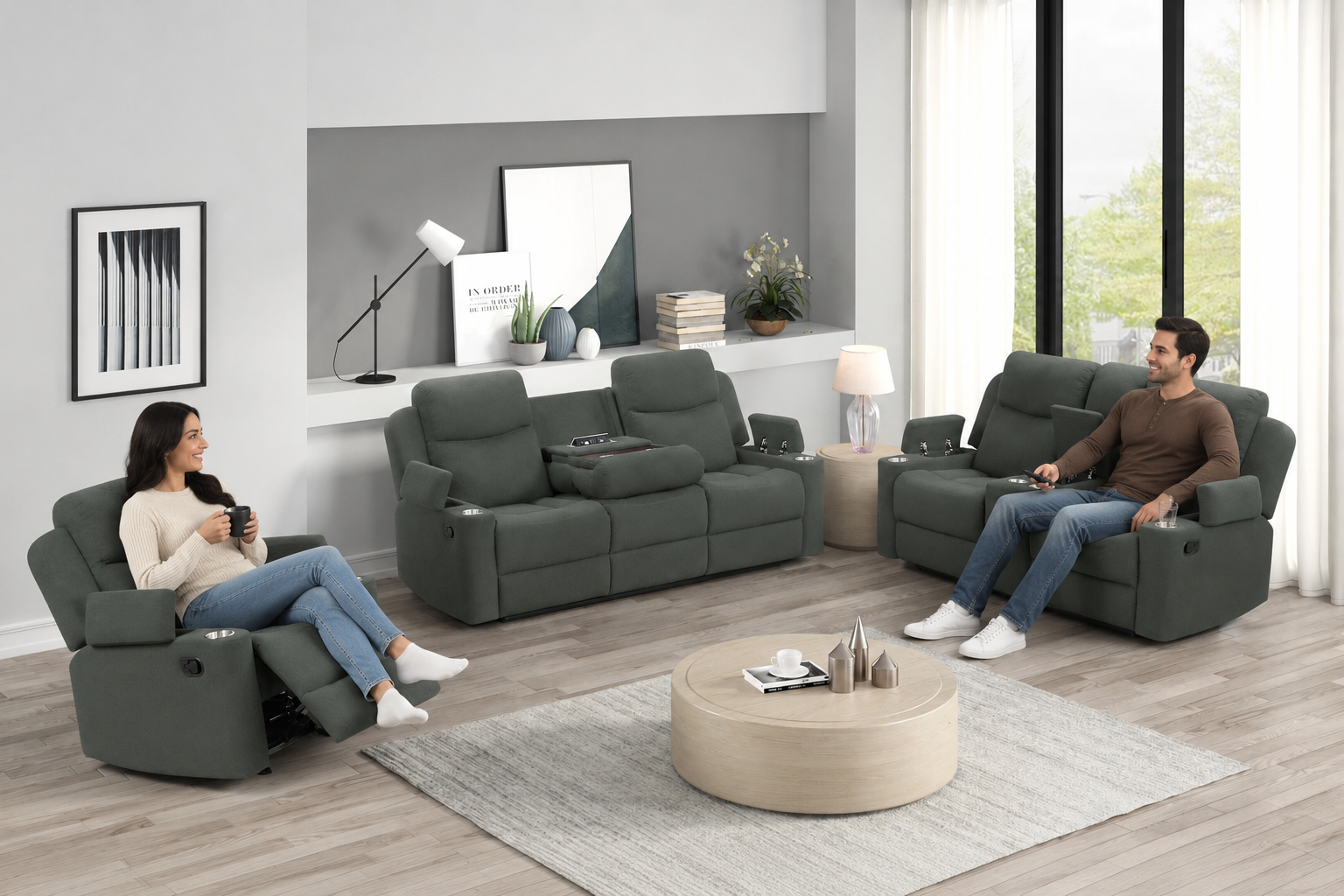 DAKOTA EARTH GREEN SOFA AND LOVESEAT