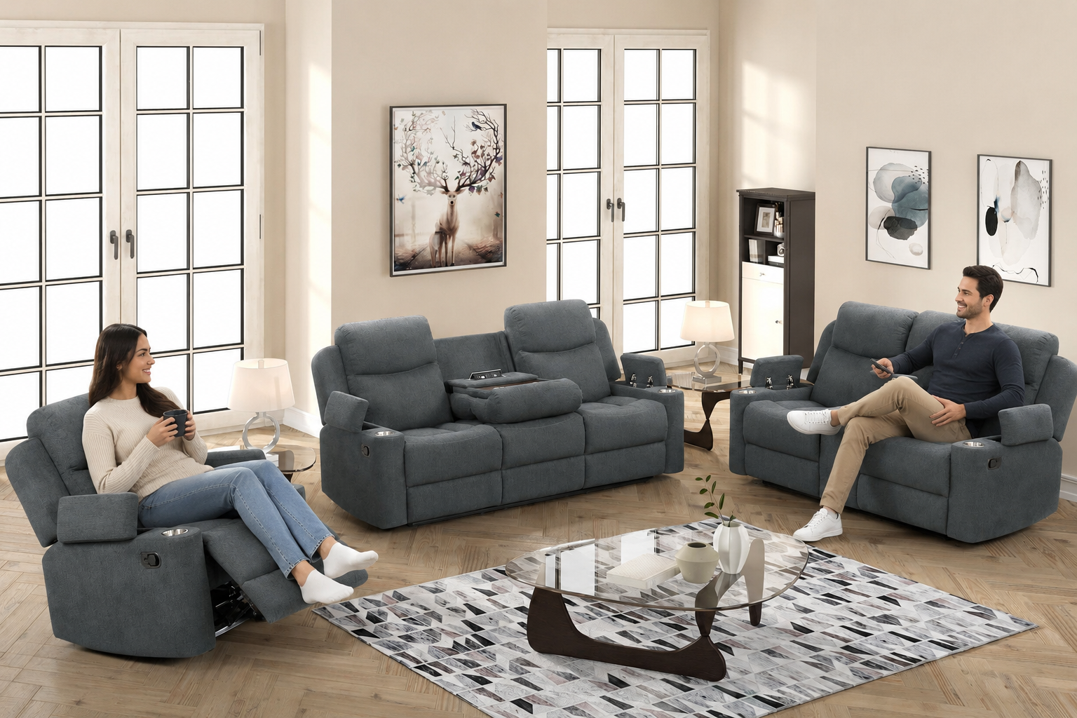 DAKOTA CHARCOAL SOFA AND LOVESEAT