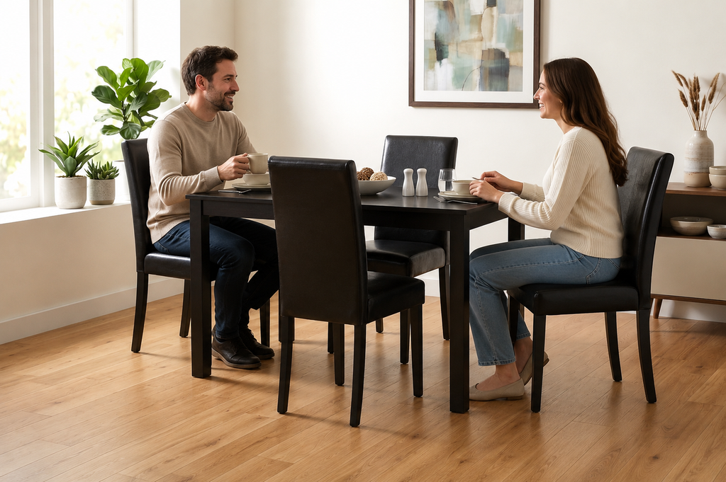 D700 BLACK - TABLE + 4 CHAIRS