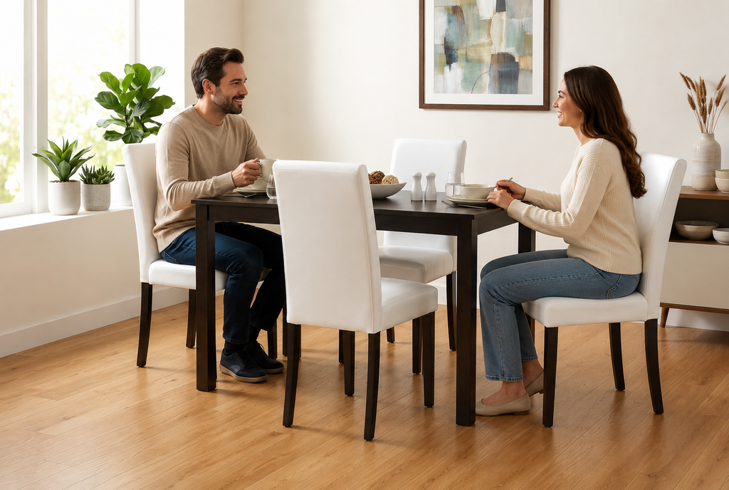 D700 WHITE - TABLE + 4 CHAIRS
