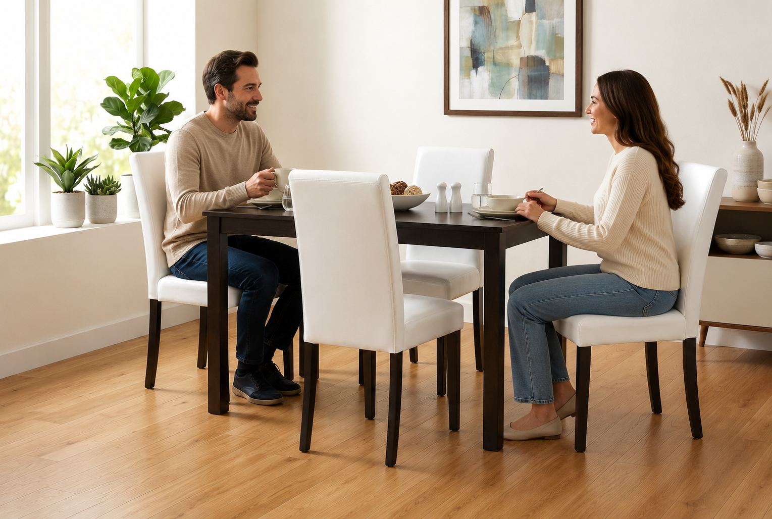 D700 WHITE - TABLE + 4 CHAIRS