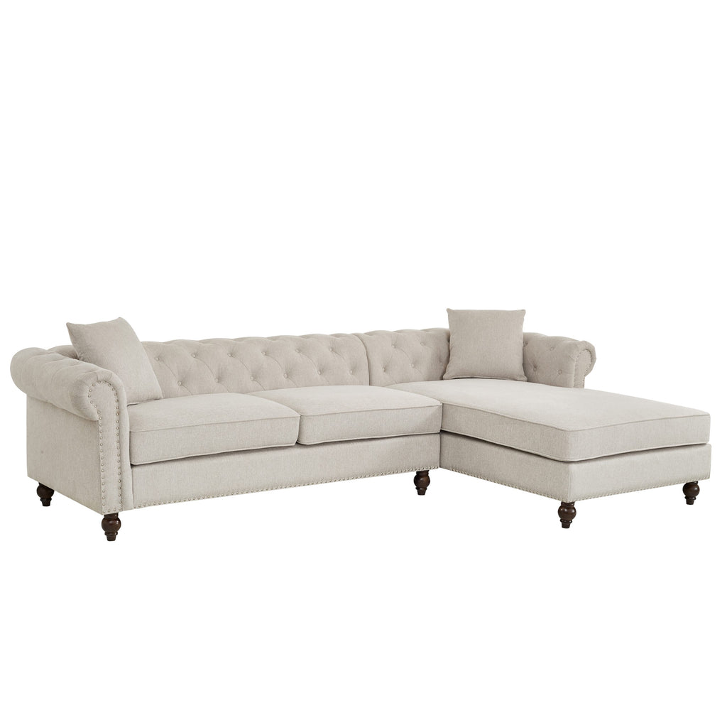 Beige Chesterfield Sectional Sofa