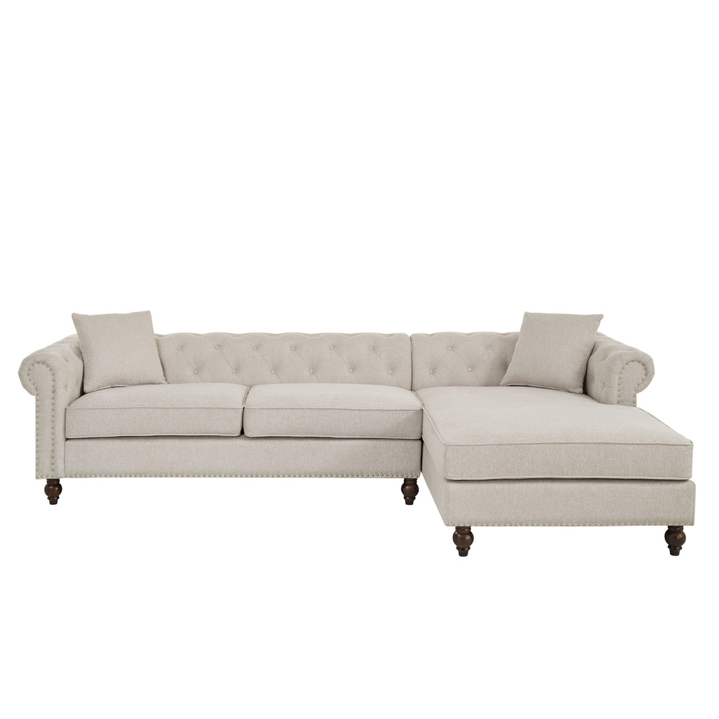 Beige Chesterfield Sectional Sofa
