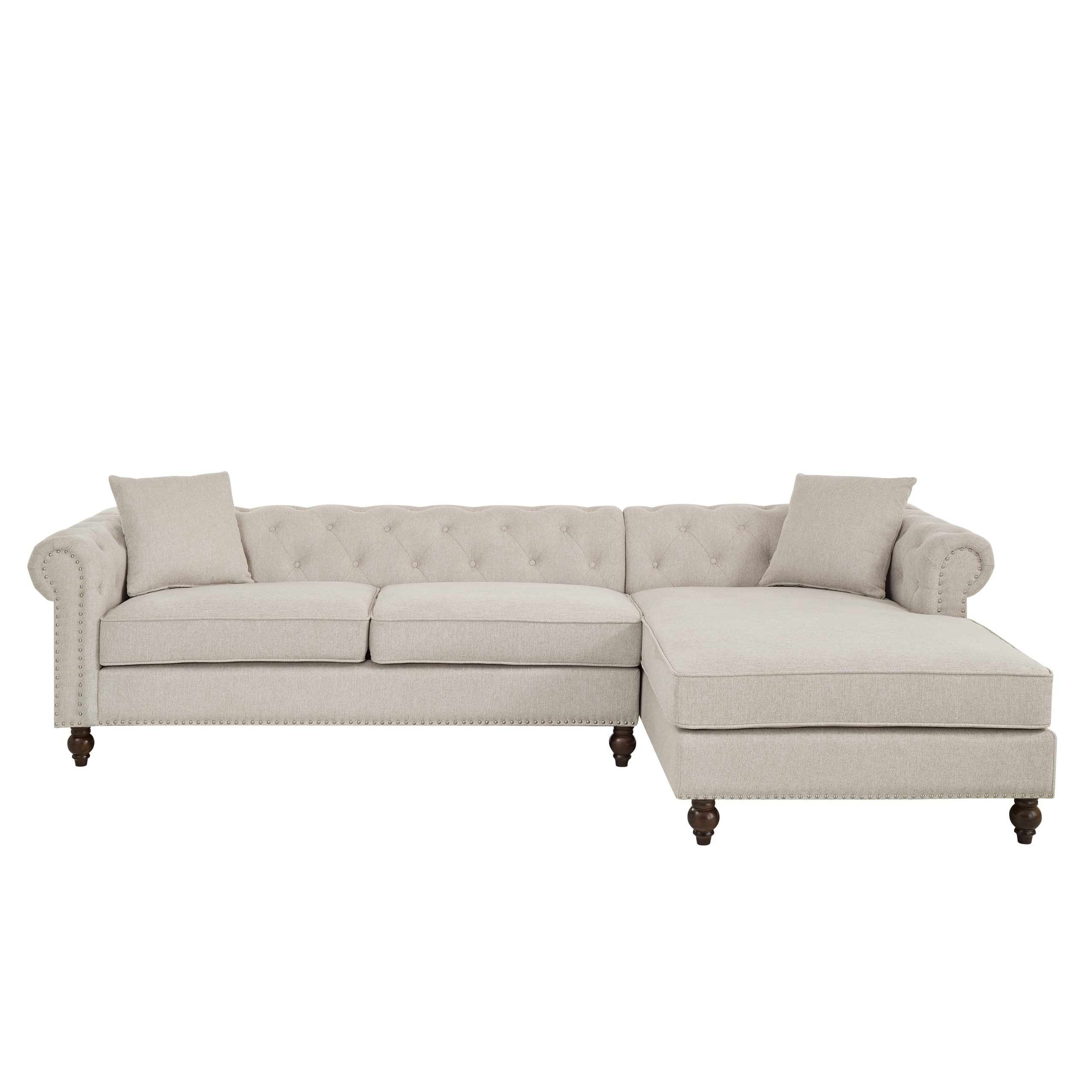 Beige Chesterfield Sectional Sofa