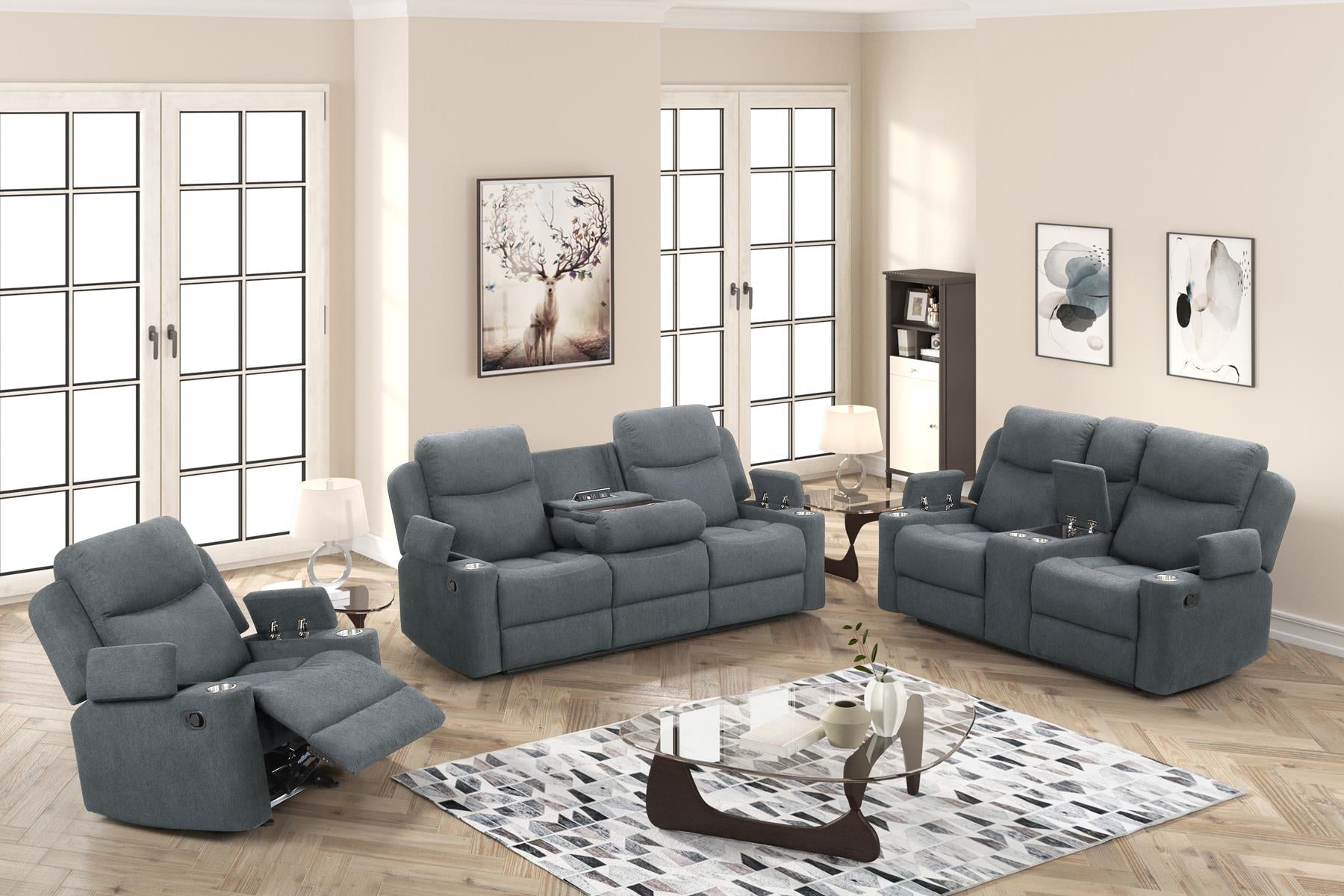 DAKOTA CHARCOAL SOFA AND LOVESEAT