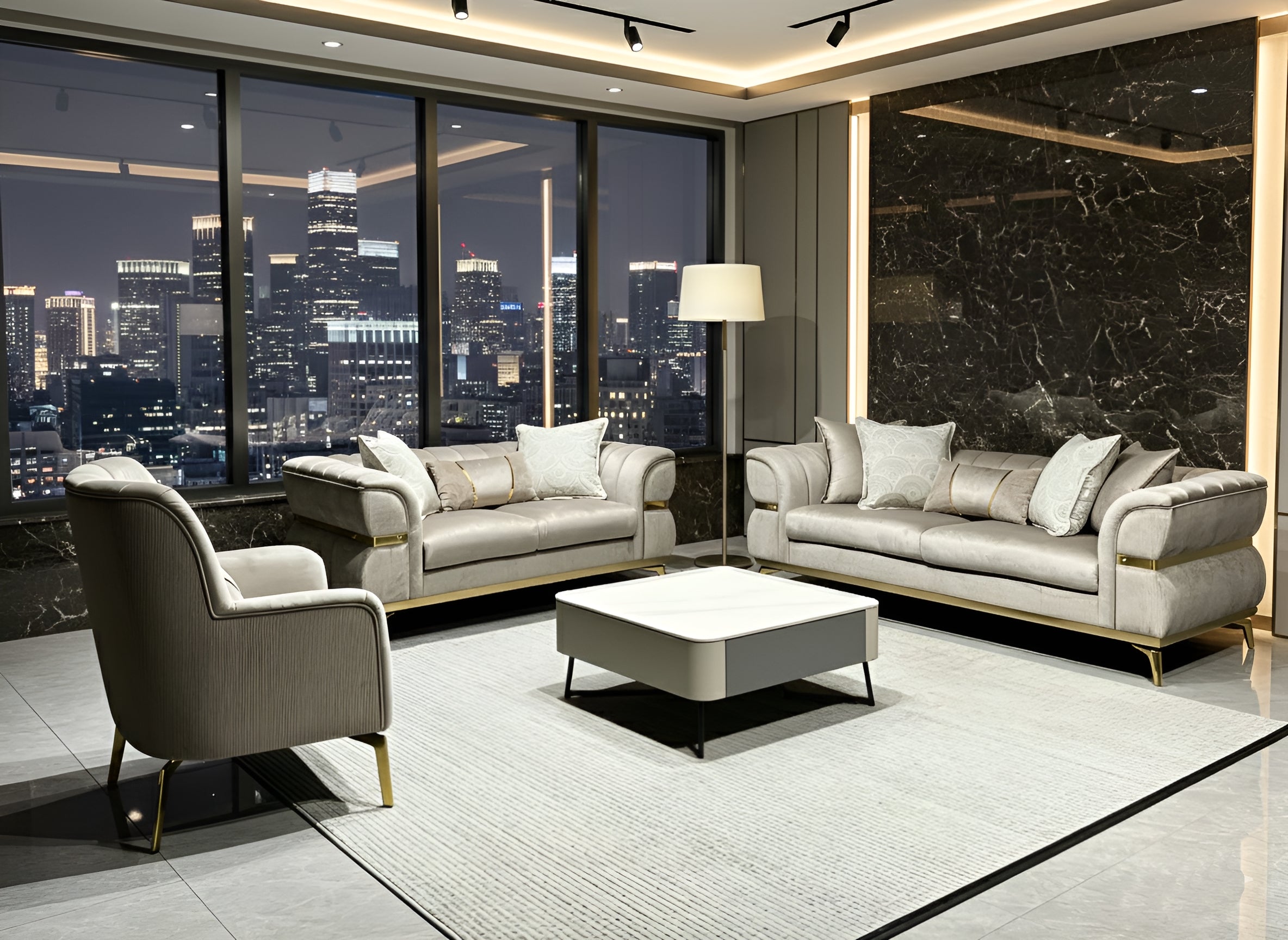 Mia Luxury Velvet 2PC Sofa Set