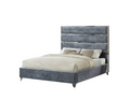 Lauren Queen Gray Velvet Upholstered Platform Bed