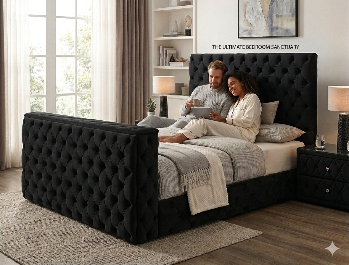 Lift tv bed frame black