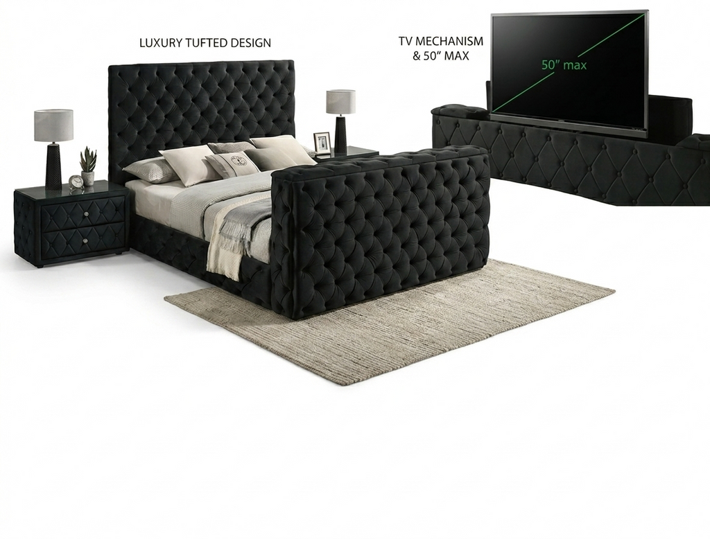 Lift tv bed frame black