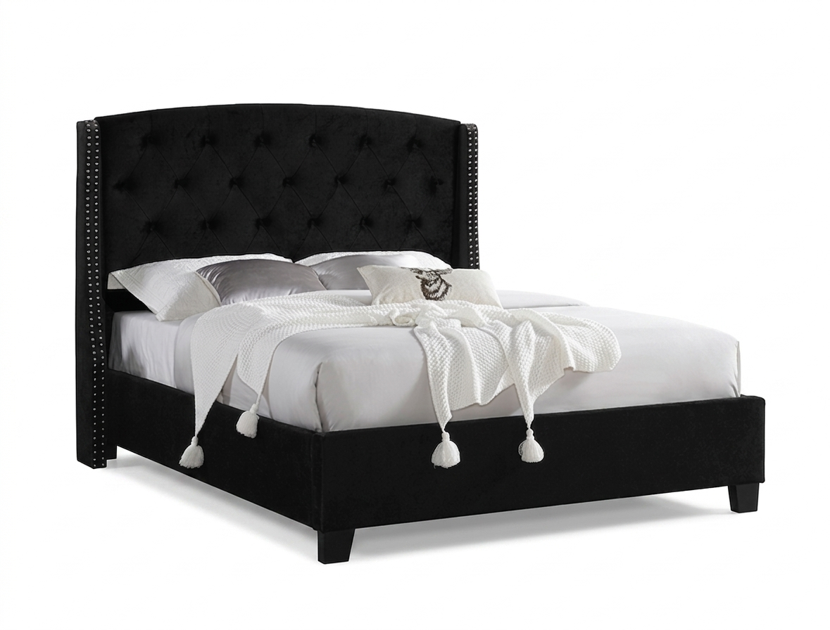 Black velvet bed