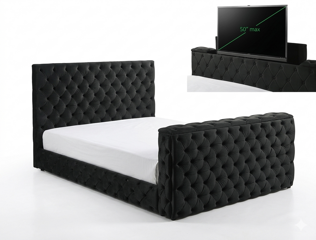 Lift tv bed frame black