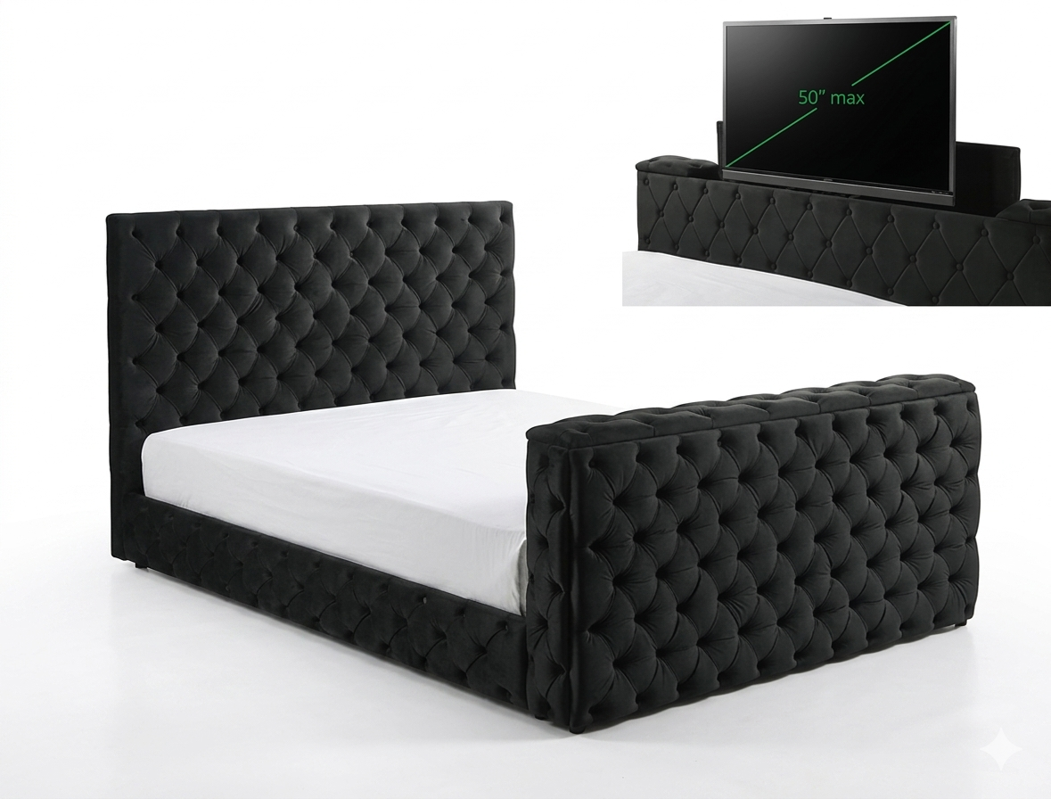 Lift tv bed frame black