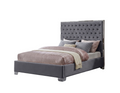 KATE KING GRAY VELVET UPHOLSTERED PLATFORM BED