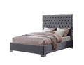 Kate Queen 58″ Tall Gray Velvet Upholstered Platform Bed