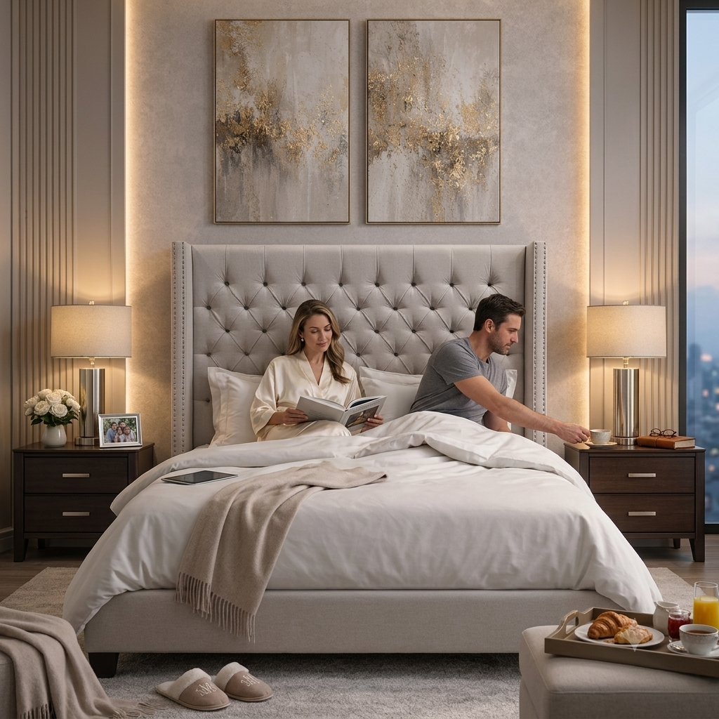 HUGH KING LINEN UPHOLSTERED PLATFORM BED