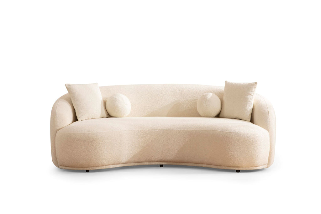 Ivory Boucle Sofa 91"