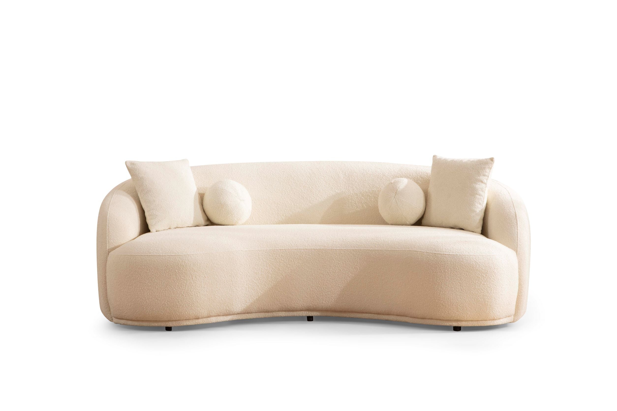 Ivory Boucle Sofa 91"