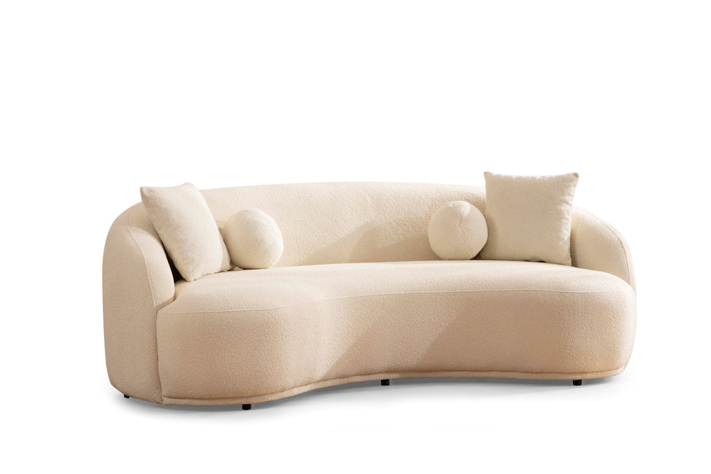 Ivory Boucle Sofa 91"