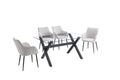 Madrid 5pc Dining Set with 4 Beige Linen Chairs