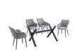 Madrid 5pc Dining Set with 4 Gray Linen Chairs