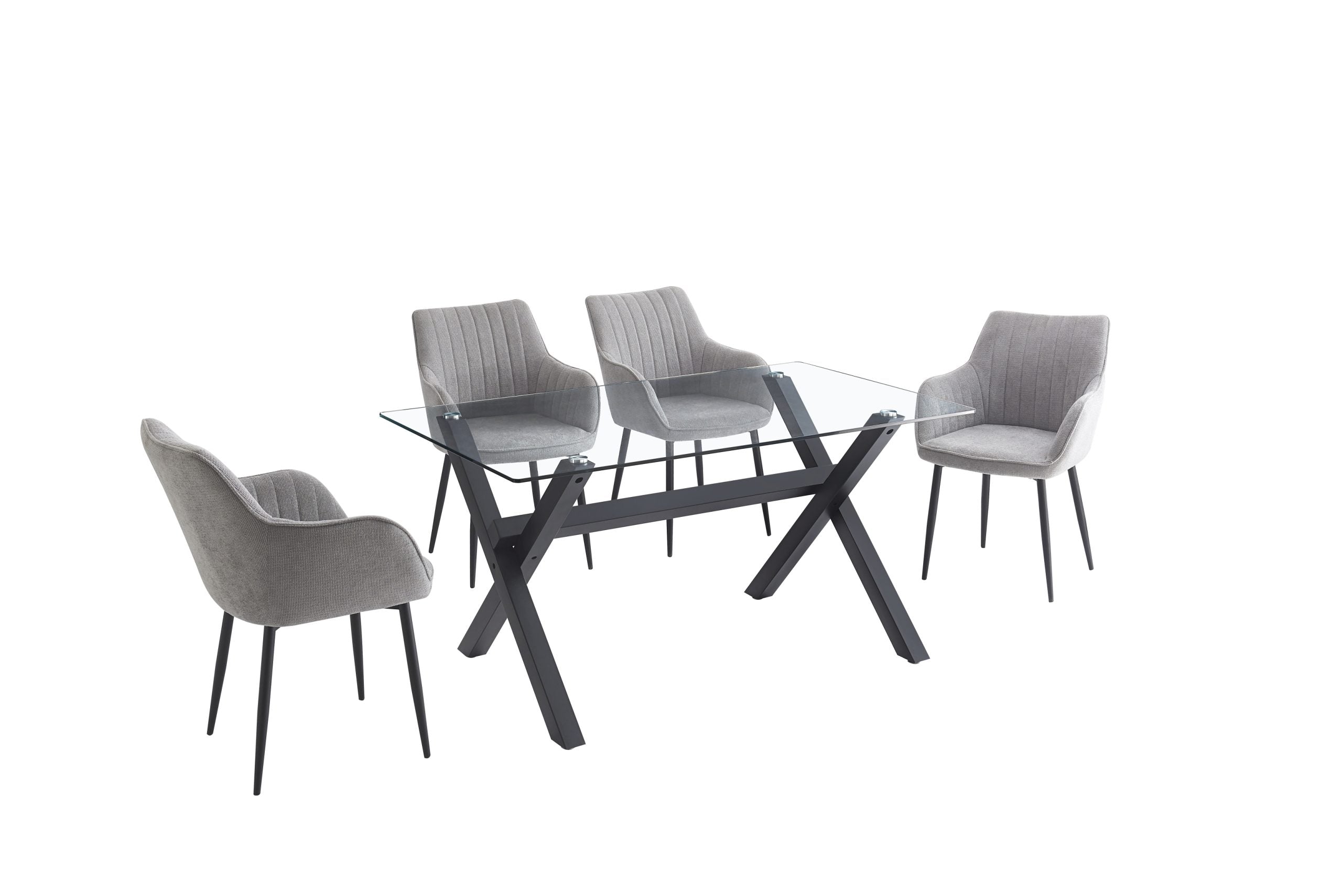 Madrid 5pc Dining Set with 4 Gray Linen Chairs