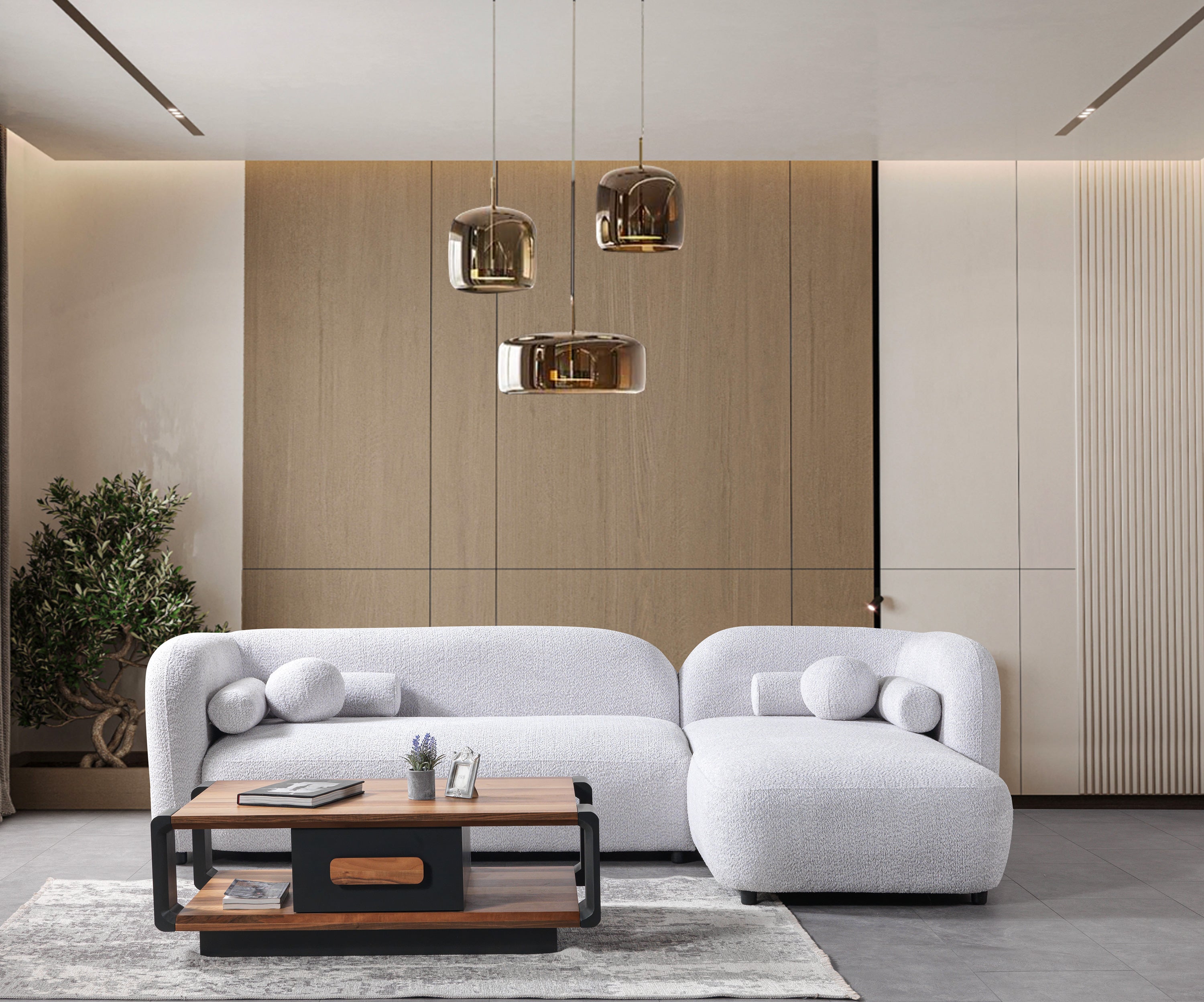 Gray Boucle RAF 110" Sectional