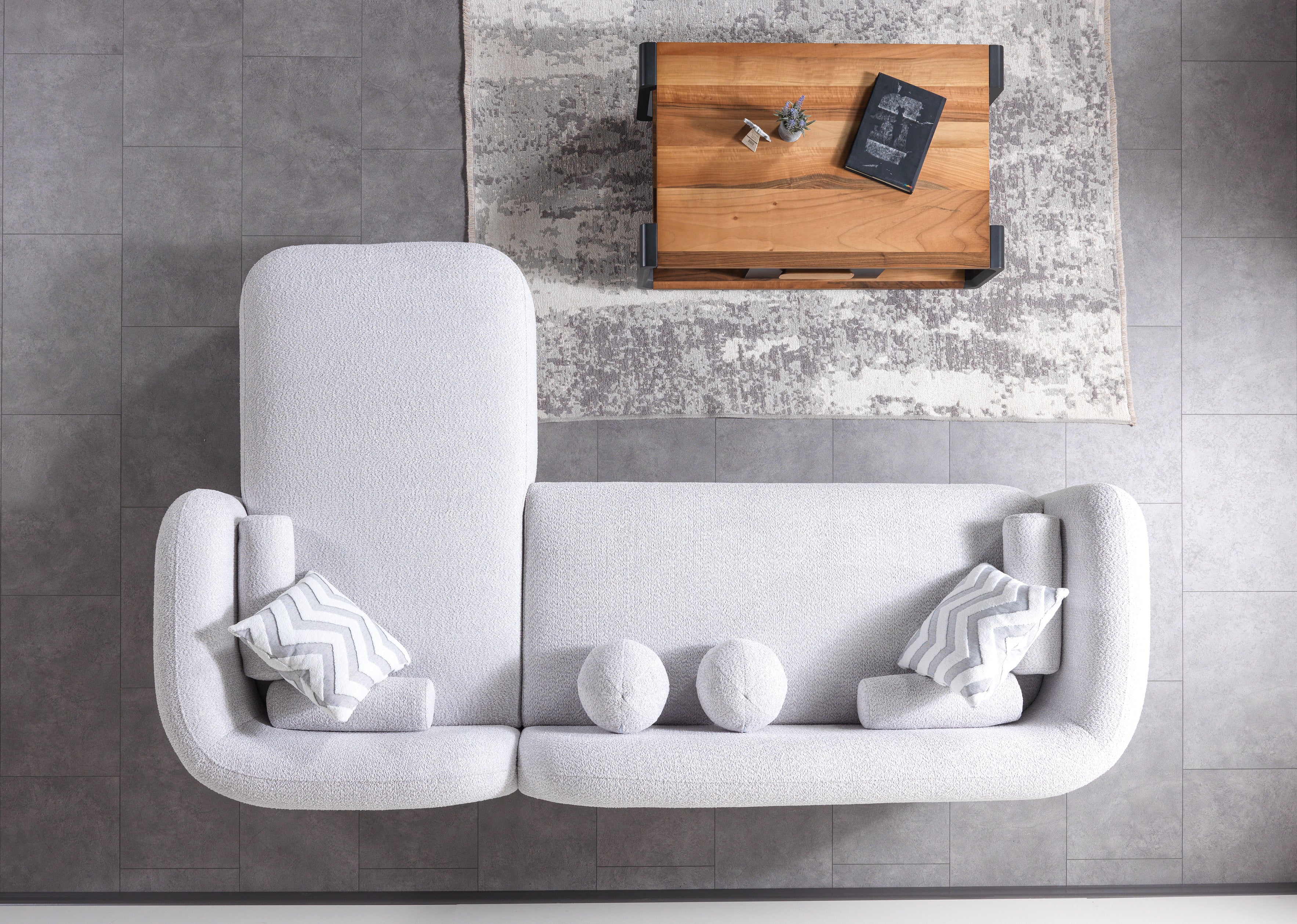 Gray Boucle RAF 110" Sectional