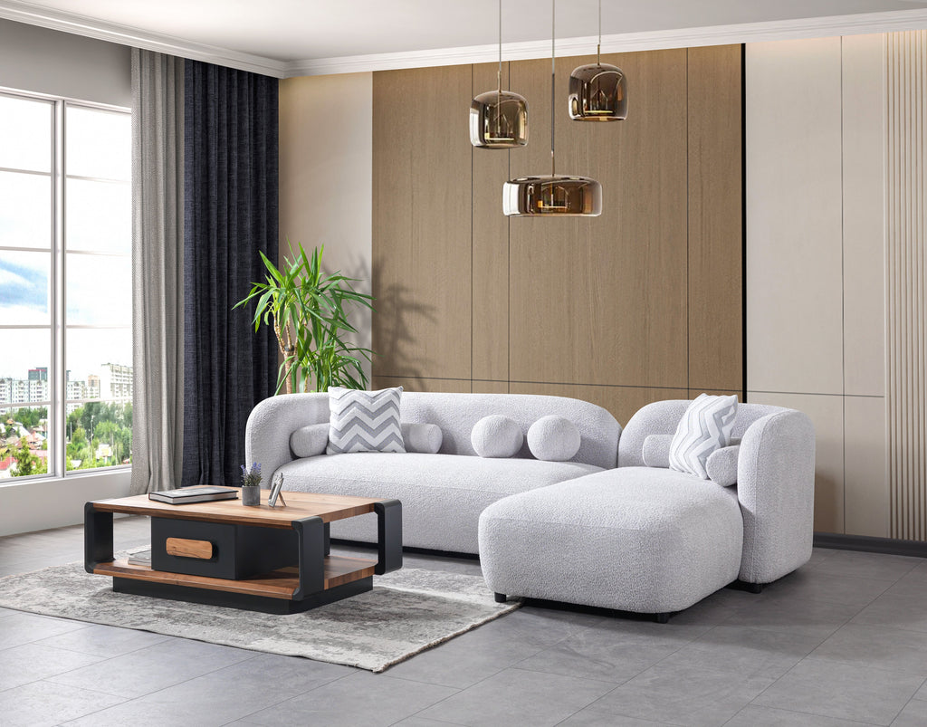 Gray Boucle RAF 110" Sectional