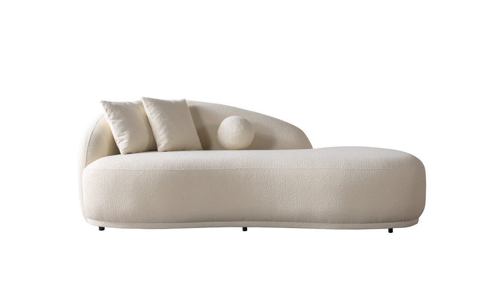 Ivory Boucle Sofa Chaise 87"