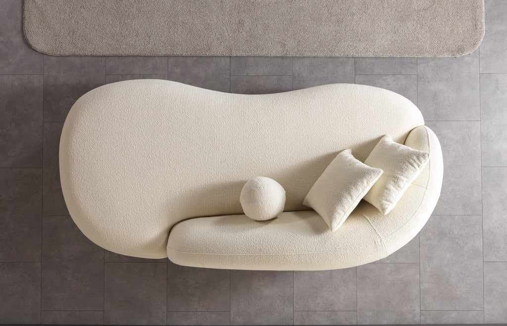 Ivory Boucle Sofa Chaise 87"