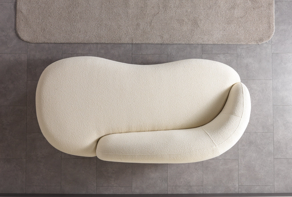 Ivory Boucle Sofa Chaise 87"