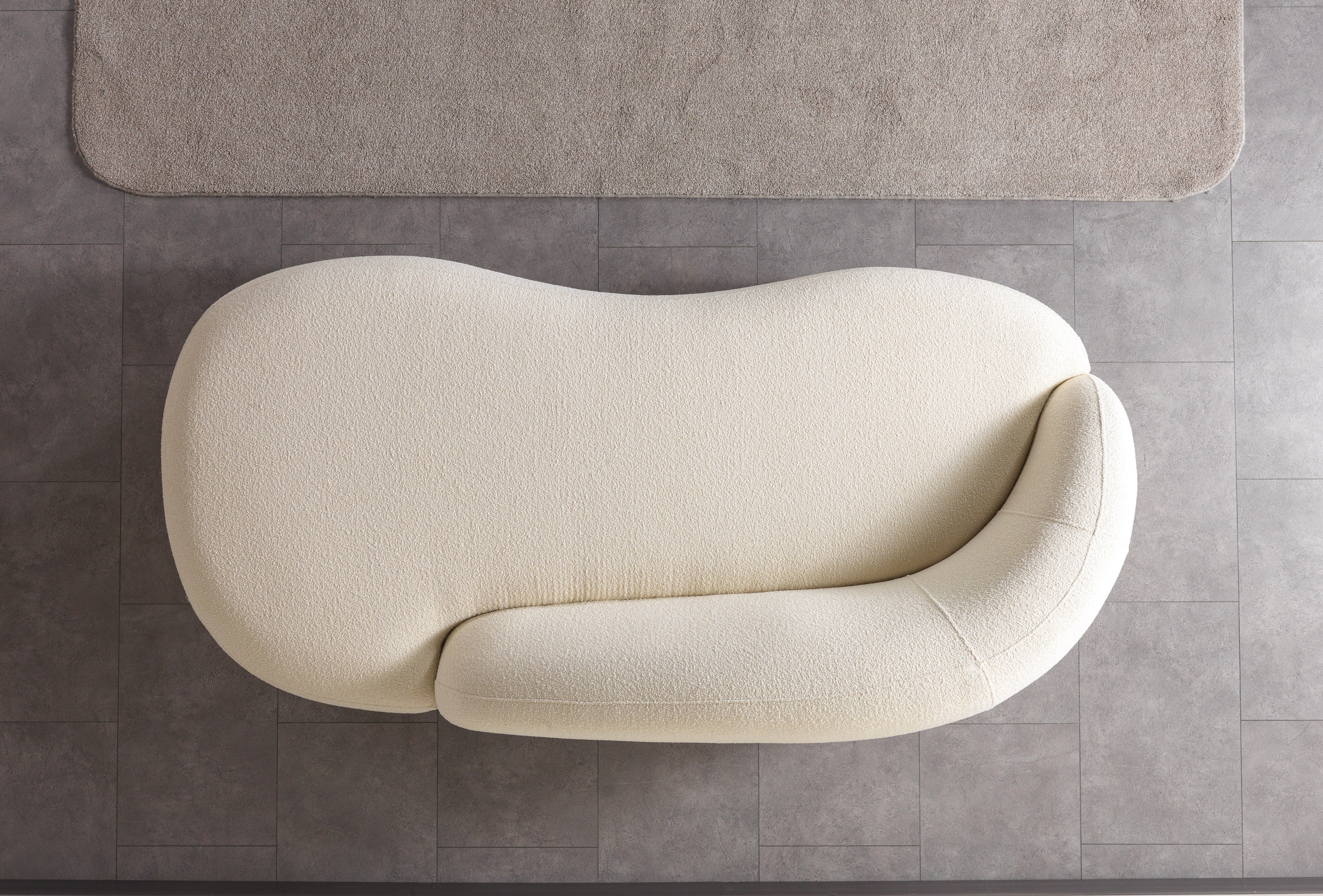 Ivory Boucle Sofa Chaise 87"