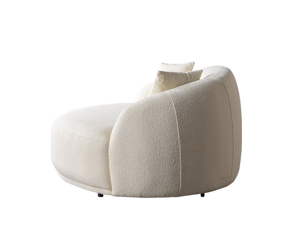 Ivory Boucle Round Sofa  71"